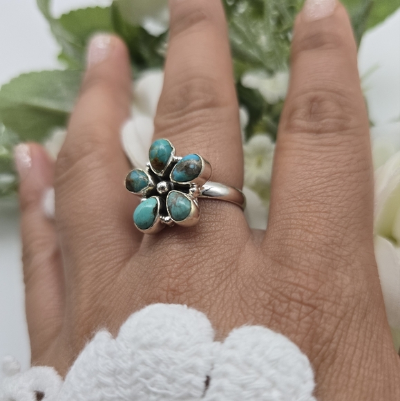 ❤️ AMERICAN FLOWER STERLING SILVER RING - Picture 3 of 7